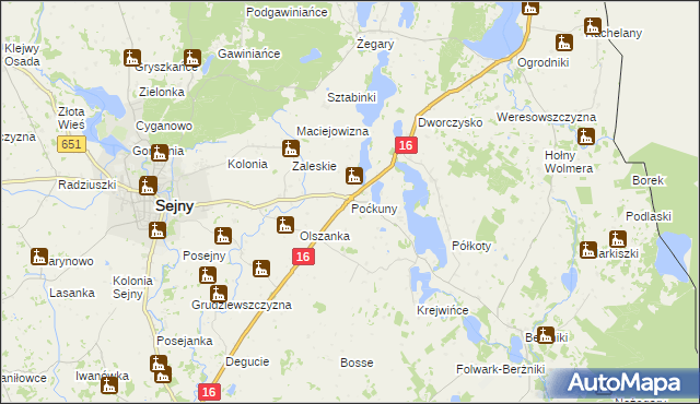 mapa Poćkuny, Poćkuny na mapie Targeo
