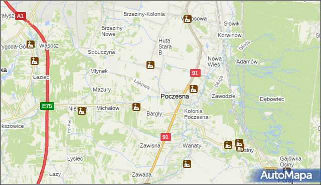 mapa Poczesna, Poczesna na mapie Targeo