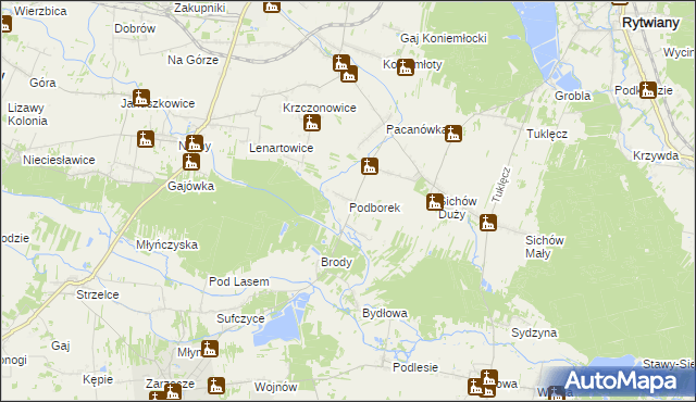 mapa Podborek gmina Rytwiany, Podborek gmina Rytwiany na mapie Targeo