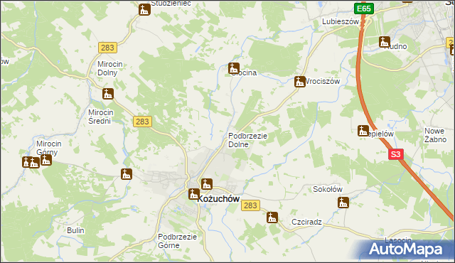 mapa Podbrzezie Dolne, Podbrzezie Dolne na mapie Targeo