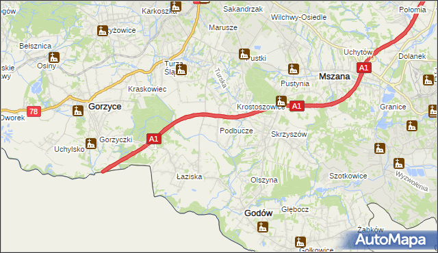 mapa Podbucze gmina Godów, Podbucze gmina Godów na mapie Targeo