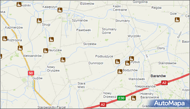 mapa Podbuszyce, Podbuszyce na mapie Targeo