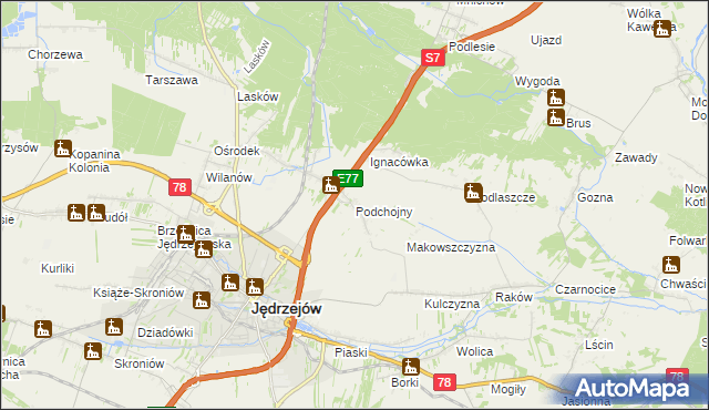 mapa Podchojny, Podchojny na mapie Targeo