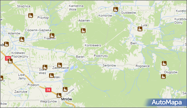 mapa Podchyby, Podchyby na mapie Targeo