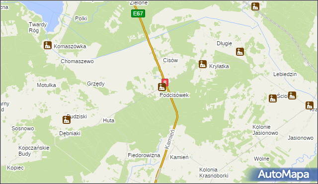 mapa Podcisówek, Podcisówek na mapie Targeo