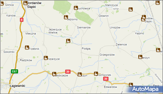 mapa Podgaj gmina Kondratowice, Podgaj gmina Kondratowice na mapie Targeo