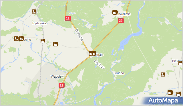 mapa Podgaje gmina Okonek, Podgaje gmina Okonek na mapie Targeo