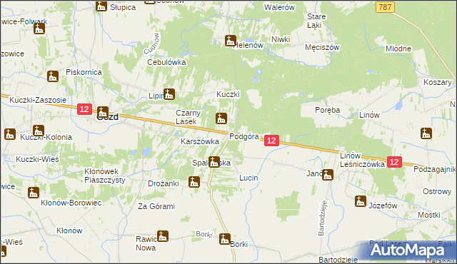 mapa Podgóra gmina Gózd, Podgóra gmina Gózd na mapie Targeo