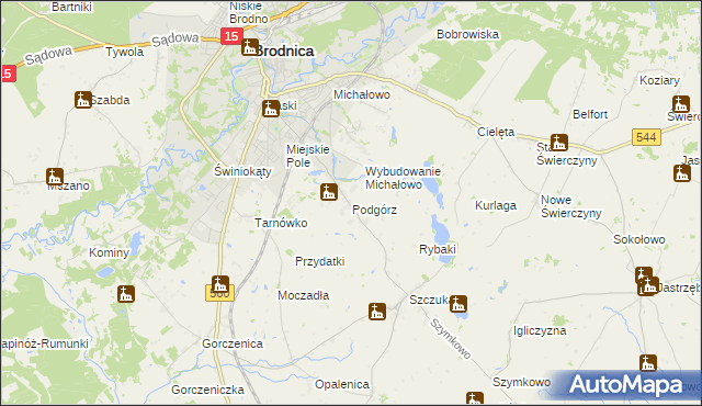 mapa Podgórz gmina Brodnica, Podgórz gmina Brodnica na mapie Targeo