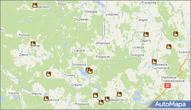 mapa Podgórze gmina Kołczygłowy, Podgórze gmina Kołczygłowy na mapie Targeo