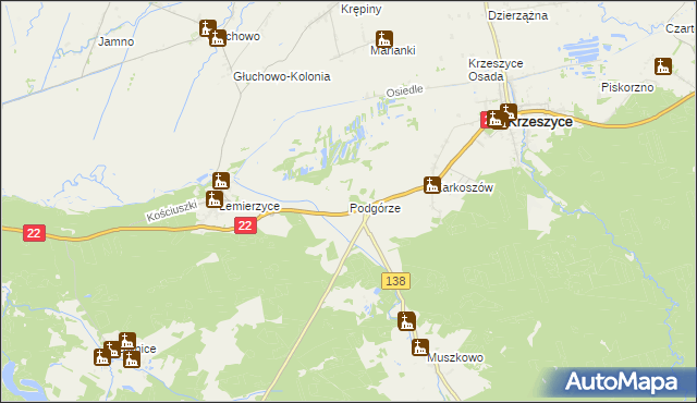 mapa Podgórze gmina Słońsk, Podgórze gmina Słońsk na mapie Targeo