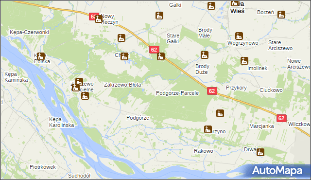 mapa Podgórze-Parcele, Podgórze-Parcele na mapie Targeo