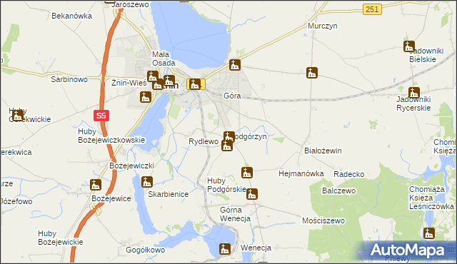 mapa Podgórzyn gmina Żnin, Podgórzyn gmina Żnin na mapie Targeo