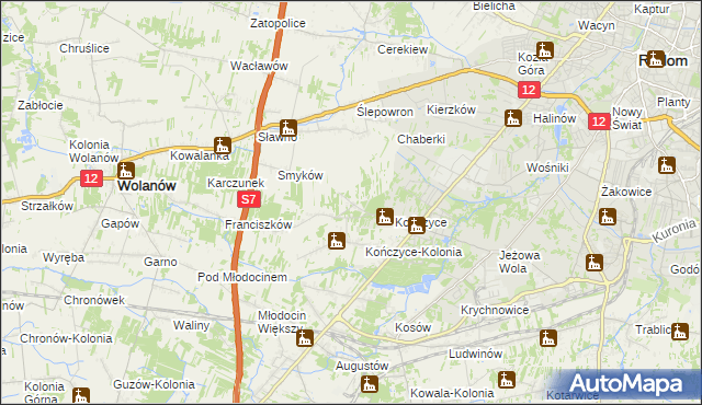 mapa Podkończyce, Podkończyce na mapie Targeo