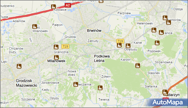 mapa Podkowa Leśna, Podkowa Leśna na mapie Targeo