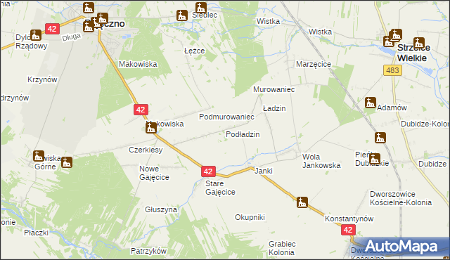 mapa Podładzin, Podładzin na mapie Targeo