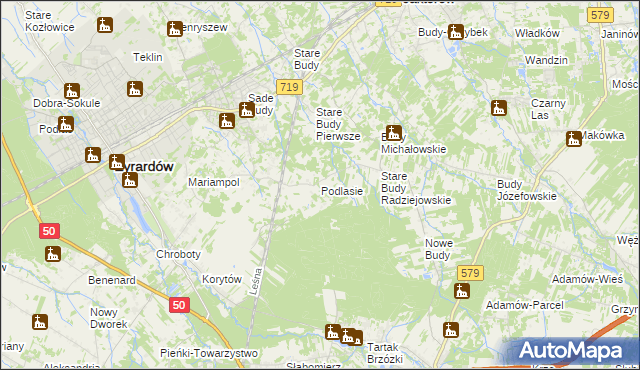 mapa Podlasie gmina Radziejowice, Podlasie gmina Radziejowice na mapie Targeo