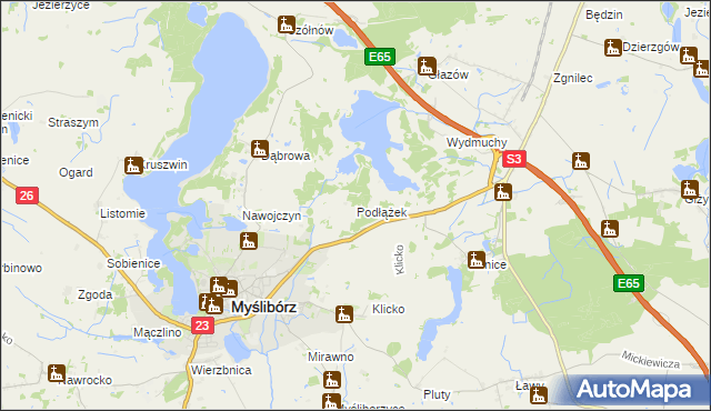 mapa Podłążek, Podłążek na mapie Targeo