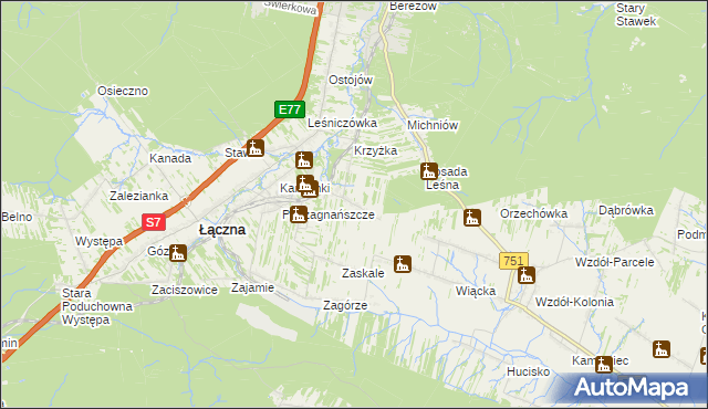 mapa Podłazie gmina Łączna, Podłazie gmina Łączna na mapie Targeo