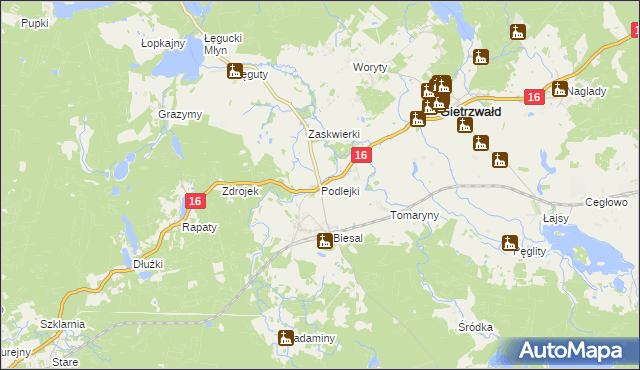 mapa Podlejki, Podlejki na mapie Targeo