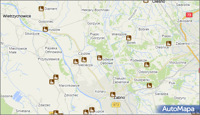 mapa Podlesie Dębowe, Podlesie Dębowe na mapie Targeo