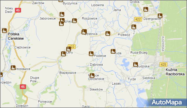 mapa Podlesie gmina Cisek, Podlesie gmina Cisek na mapie Targeo