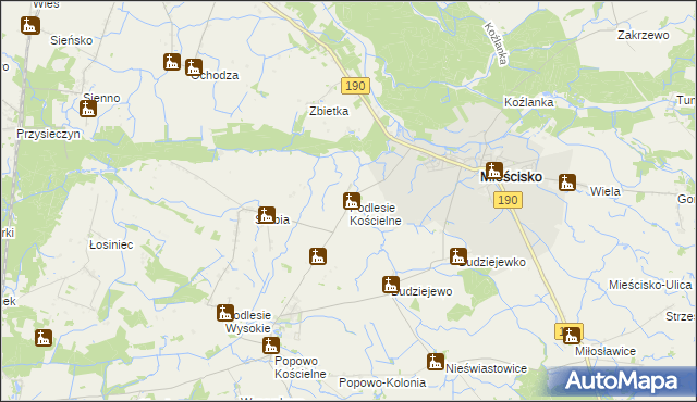 mapa Podlesie Kościelne, Podlesie Kościelne na mapie Targeo