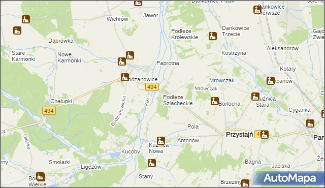 mapa Podłęże Szlacheckie, Podłęże Szlacheckie na mapie Targeo