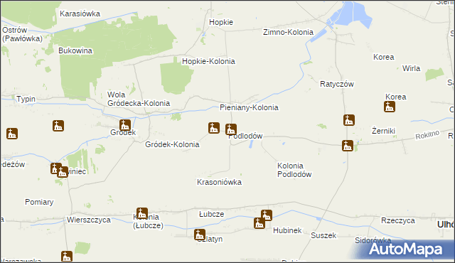 mapa Podlodów gmina Łaszczów, Podlodów gmina Łaszczów na mapie Targeo