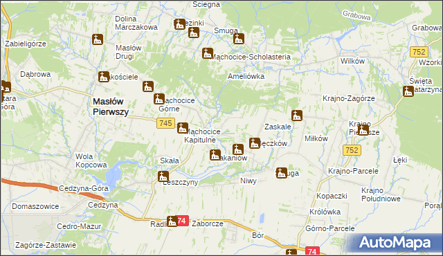 mapa Podmąchocice, Podmąchocice na mapie Targeo