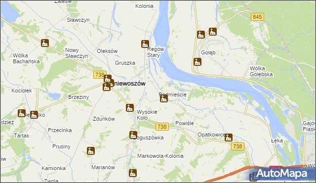 mapa Podmieście gmina Gniewoszów, Podmieście gmina Gniewoszów na mapie Targeo