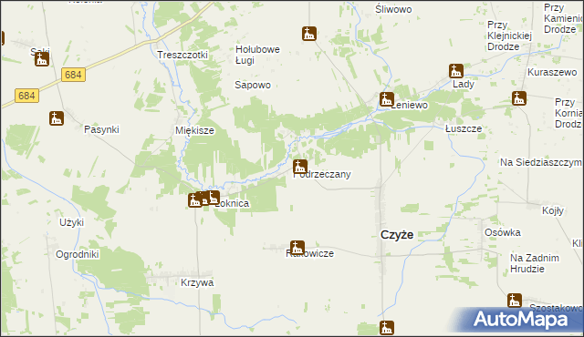 mapa Podrzeczany, Podrzeczany na mapie Targeo