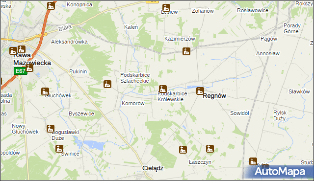 mapa Podskarbice Królewskie, Podskarbice Królewskie na mapie Targeo