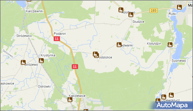 mapa Podstolice gmina Budzyń, Podstolice gmina Budzyń na mapie Targeo