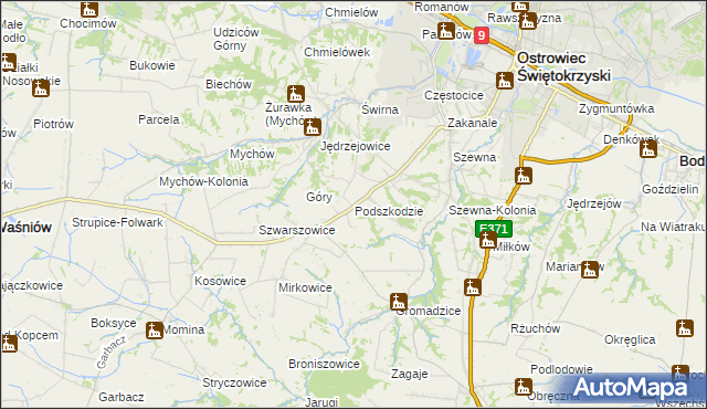 mapa Podszkodzie, Podszkodzie na mapie Targeo