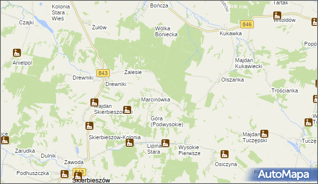 mapa Podwysokie gmina Skierbieszów, Podwysokie gmina Skierbieszów na mapie Targeo