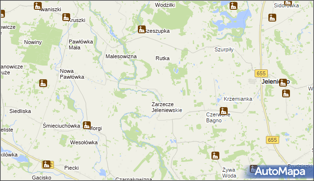 mapa Podwysokie Jeleniewskie, Podwysokie Jeleniewskie na mapie Targeo