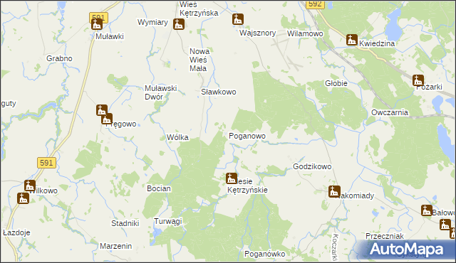 mapa Poganowo, Poganowo na mapie Targeo