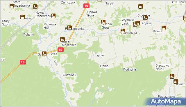 mapa Pogibło, Pogibło na mapie Targeo