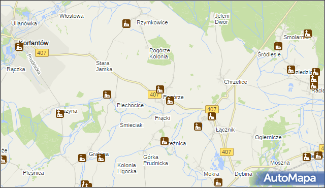 mapa Pogórze gmina Biała, Pogórze gmina Biała na mapie Targeo