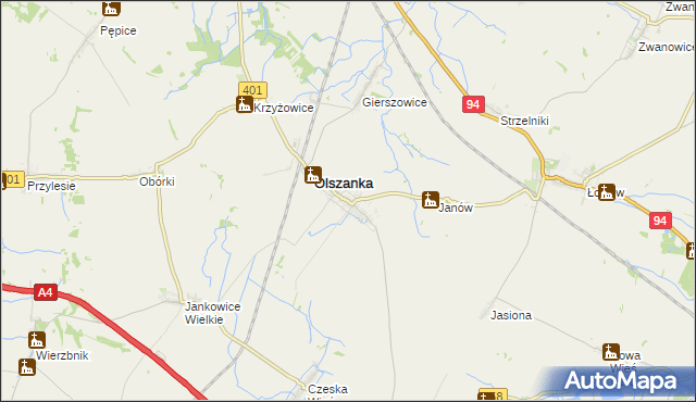 mapa Pogorzela gmina Olszanka, Pogorzela gmina Olszanka na mapie Targeo