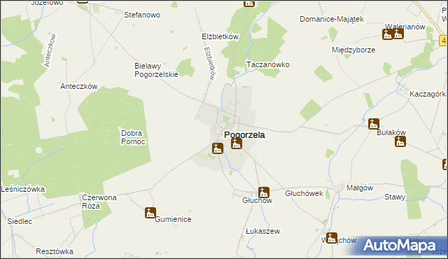 mapa Pogorzela powiat gostyński, Pogorzela powiat gostyński na mapie Targeo