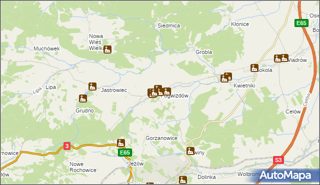 mapa Pogwizdów gmina Paszowice, Pogwizdów gmina Paszowice na mapie Targeo