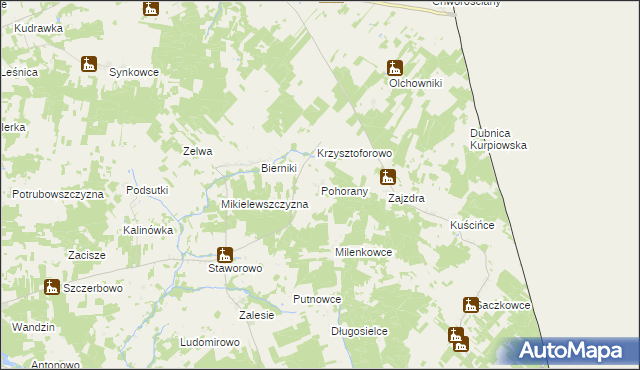 mapa Pohorany, Pohorany na mapie Targeo