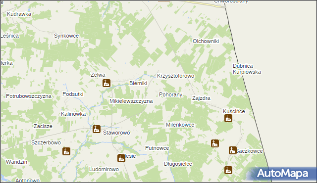 mapa Pohorany, Pohorany na mapie Targeo