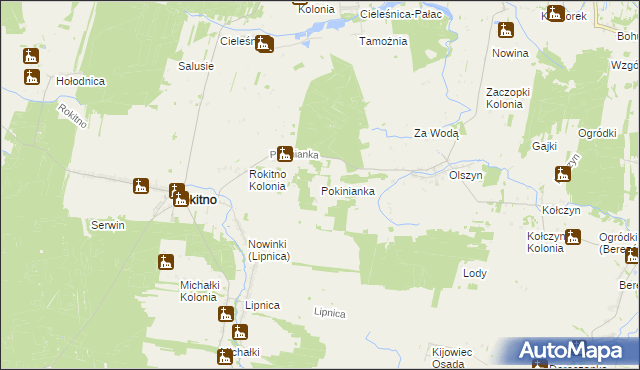 mapa Pokinianka, Pokinianka na mapie Targeo