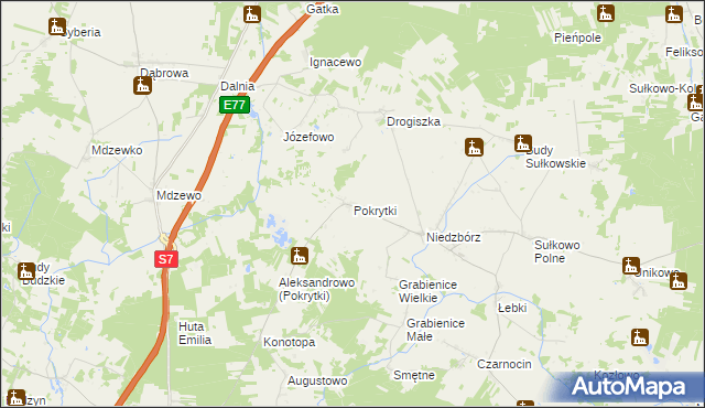 mapa Pokrytki, Pokrytki na mapie Targeo