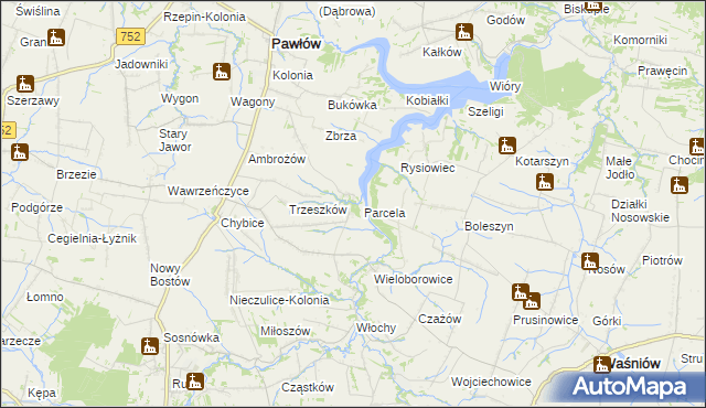 mapa Pokrzywnica gmina Pawłów, Pokrzywnica gmina Pawłów na mapie Targeo