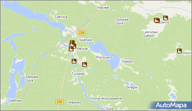 mapa Pokrzywno gmina Brusy, Pokrzywno gmina Brusy na mapie Targeo