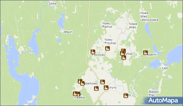 mapa Pokrzywy gmina Purda, Pokrzywy gmina Purda na mapie Targeo